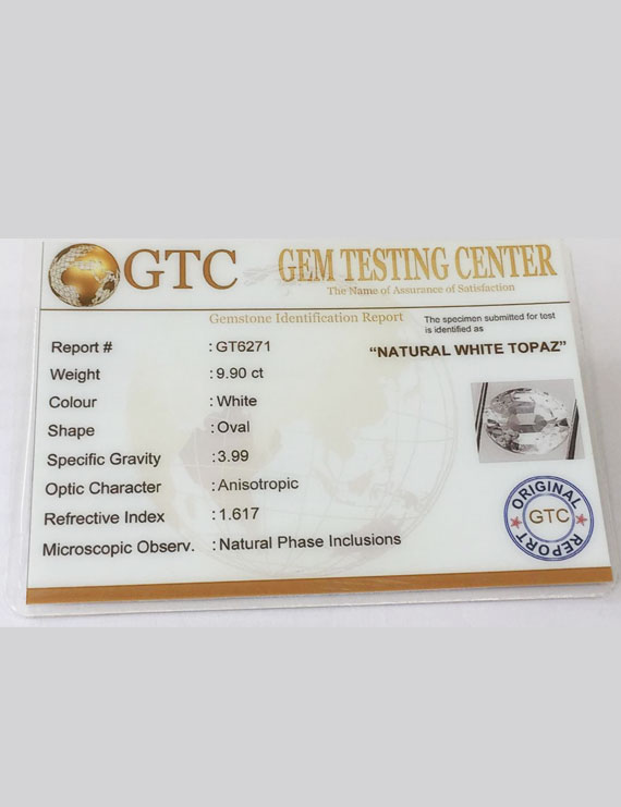 11.00 Ratti (9.90 ct) Natural Certified White Topaz